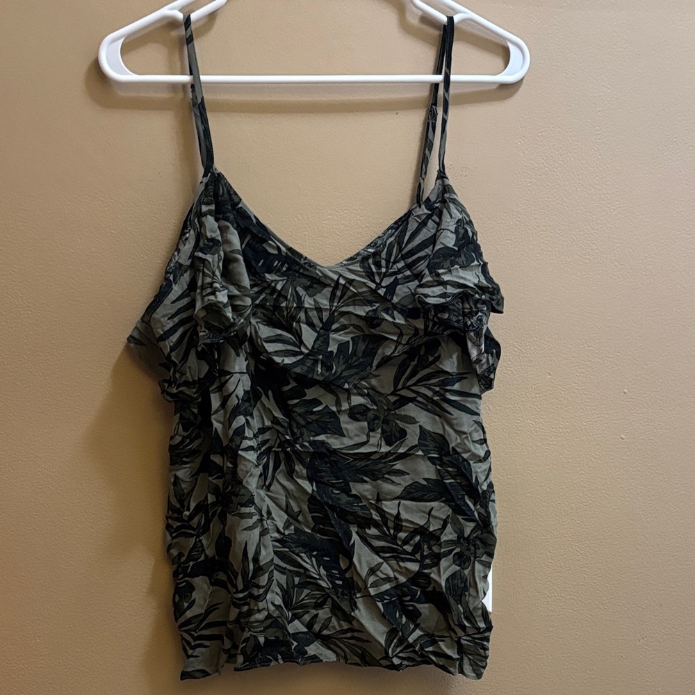 Old Navy Black and green Leaf Print Camisole